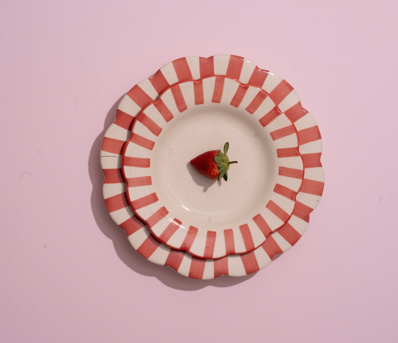 Red Stripe Salad Plate