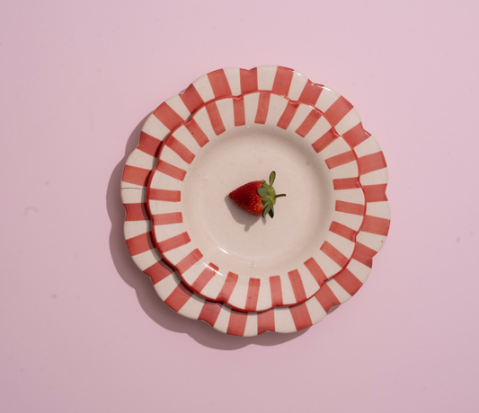 Red Stripe Salad Plate