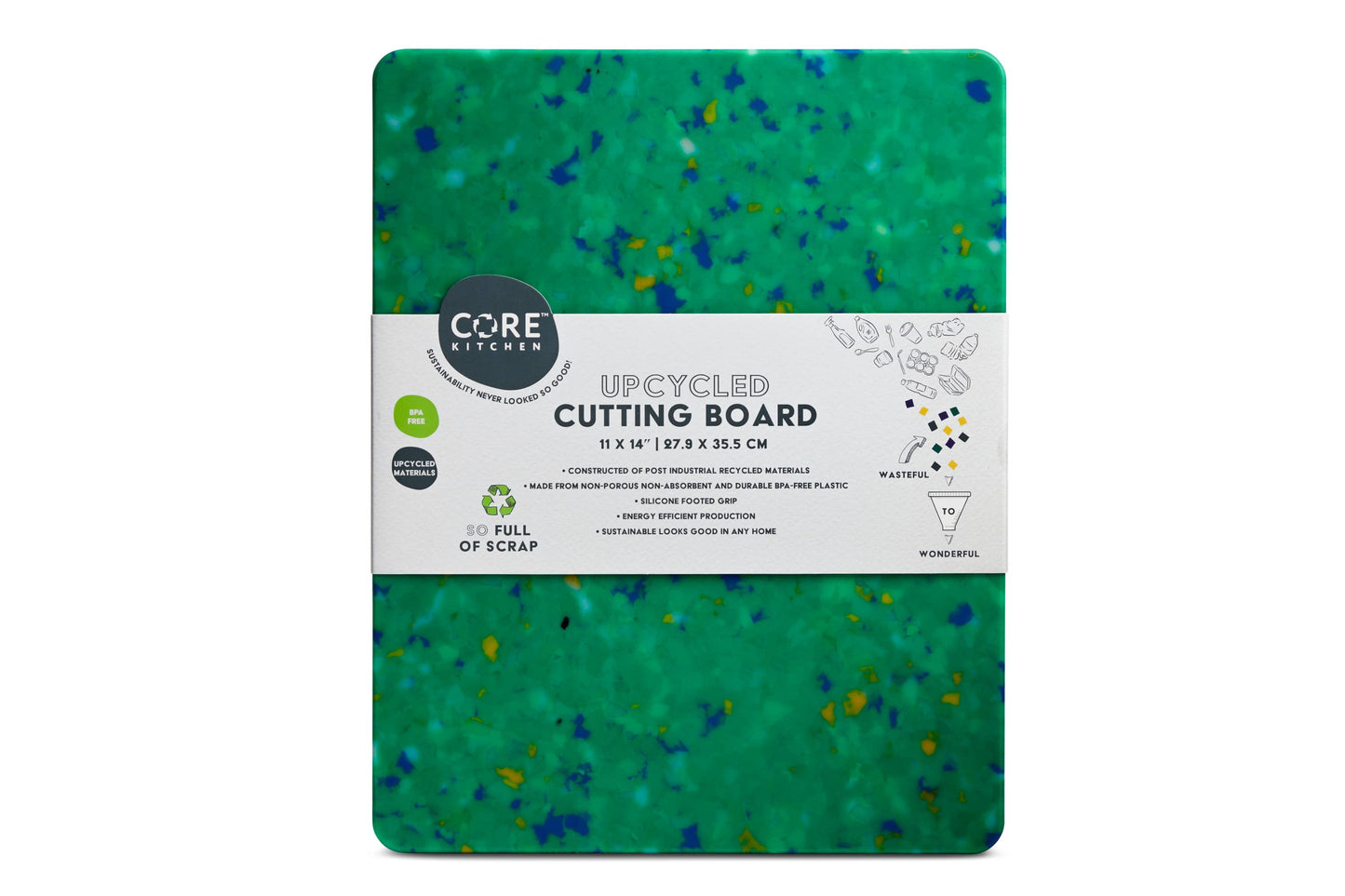 Recycled Plastic Cutting Board Medium Green Confetti