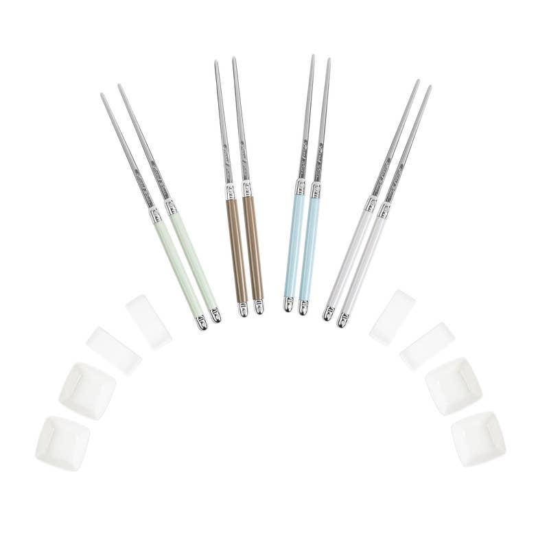 Mother of Pearl Chopsticks & Ceramic Bowls Set