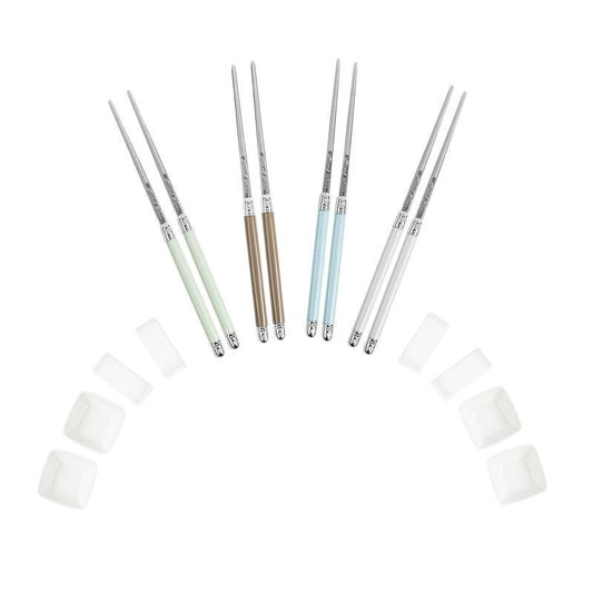 Mother of Pearl Chopsticks & Ceramic Bowls Set