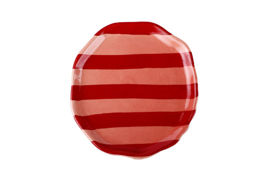 Pink & Red Stripe Salad Plate