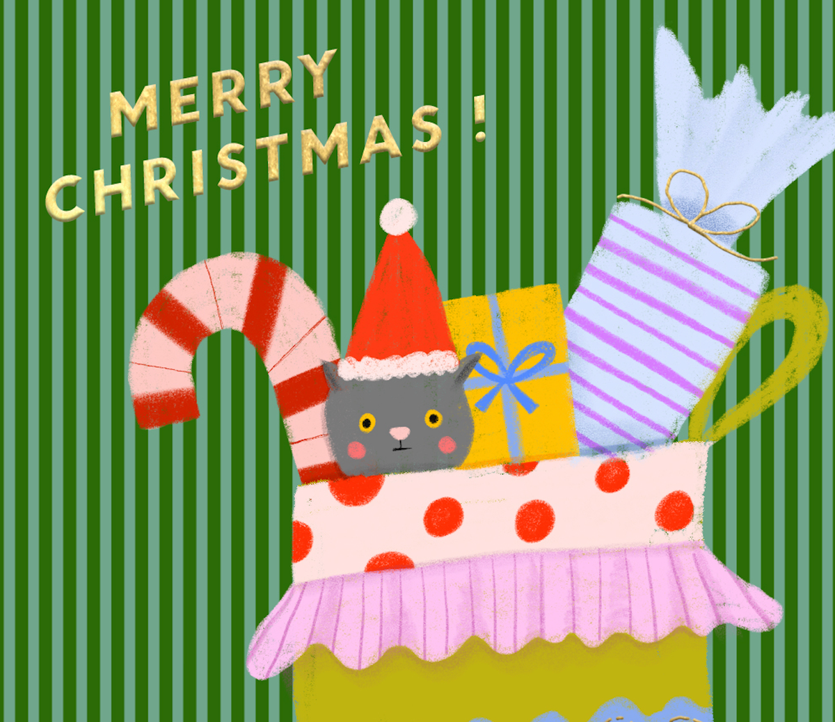 VINTAGE STOCKING - Holiday Card
