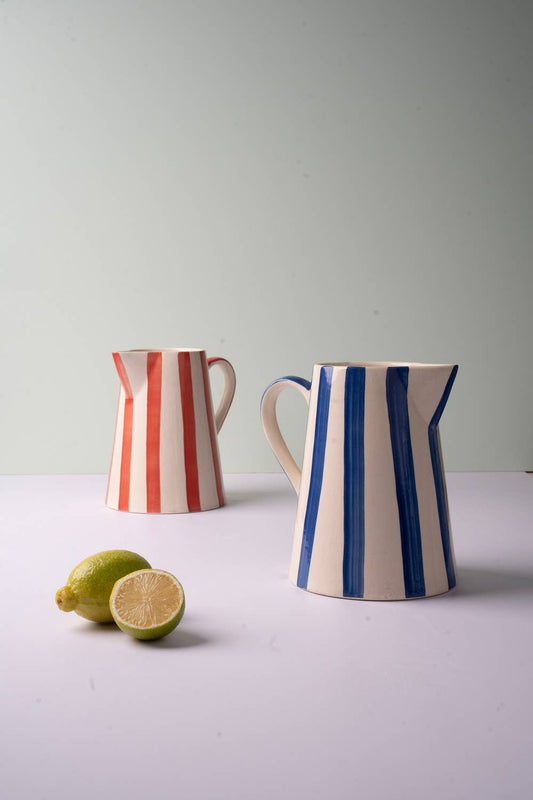 Red Stripe Ceramic Pitcher
